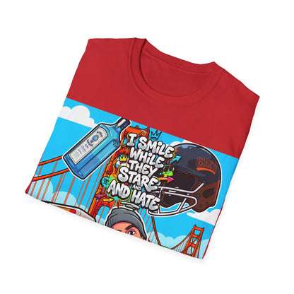 Graphic Tee — 'I Smile While They Stare and Hate' Tattooed Rider