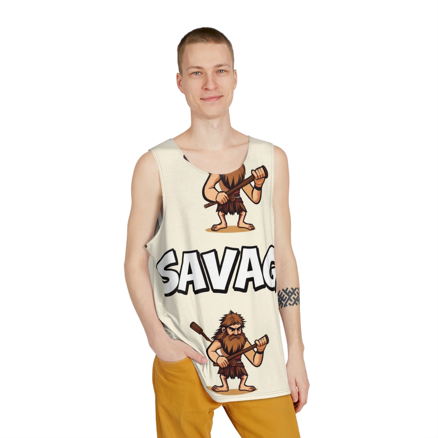 caveman pattern men’s tank top