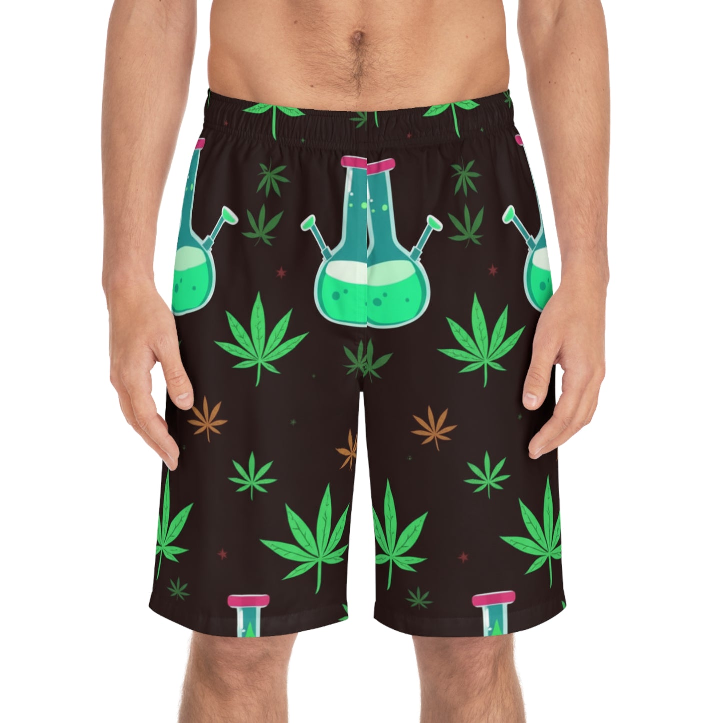 cannabis bong pattern board shorts