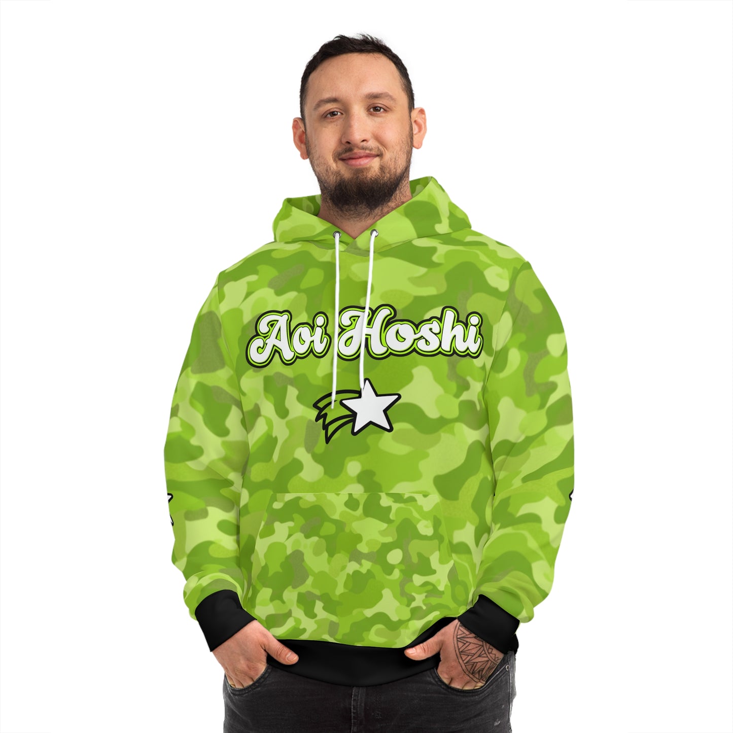 pear green camo "aoi hoshi" oni hoodie