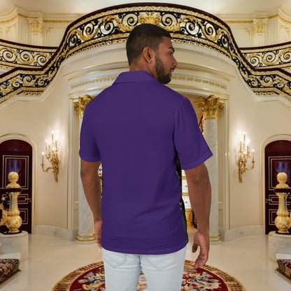 "Black Gold"Hawaiian Camp Shirt —Purple