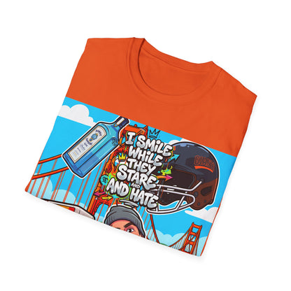 Graphic Tee — 'I Smile While They Stare and Hate' Tattooed Rider