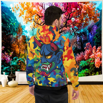 Colorful Camo"Aoi Hoshi" Oni Hoodie