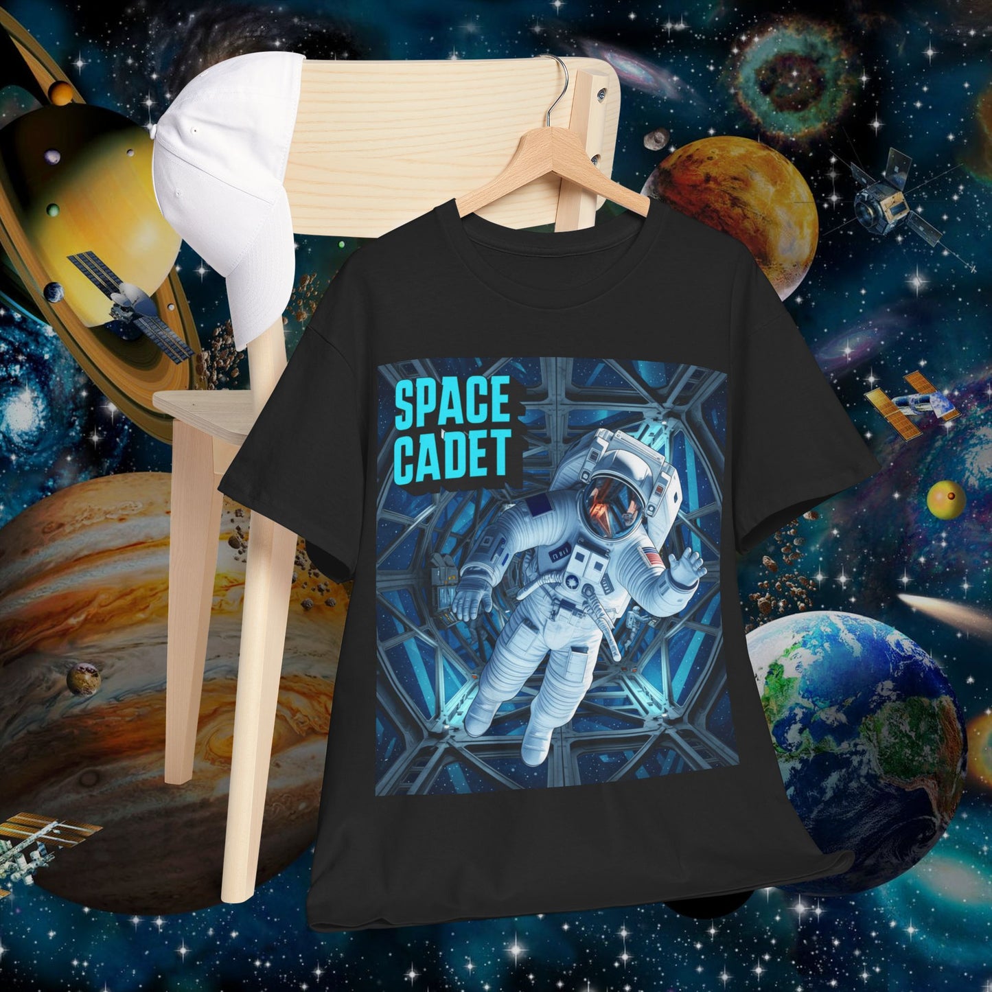 space cadet t-shirt astronaut graphic | chill society space tee | unisex astronaut streetwear shirt | graphic space t-shirt | casual space crew tee