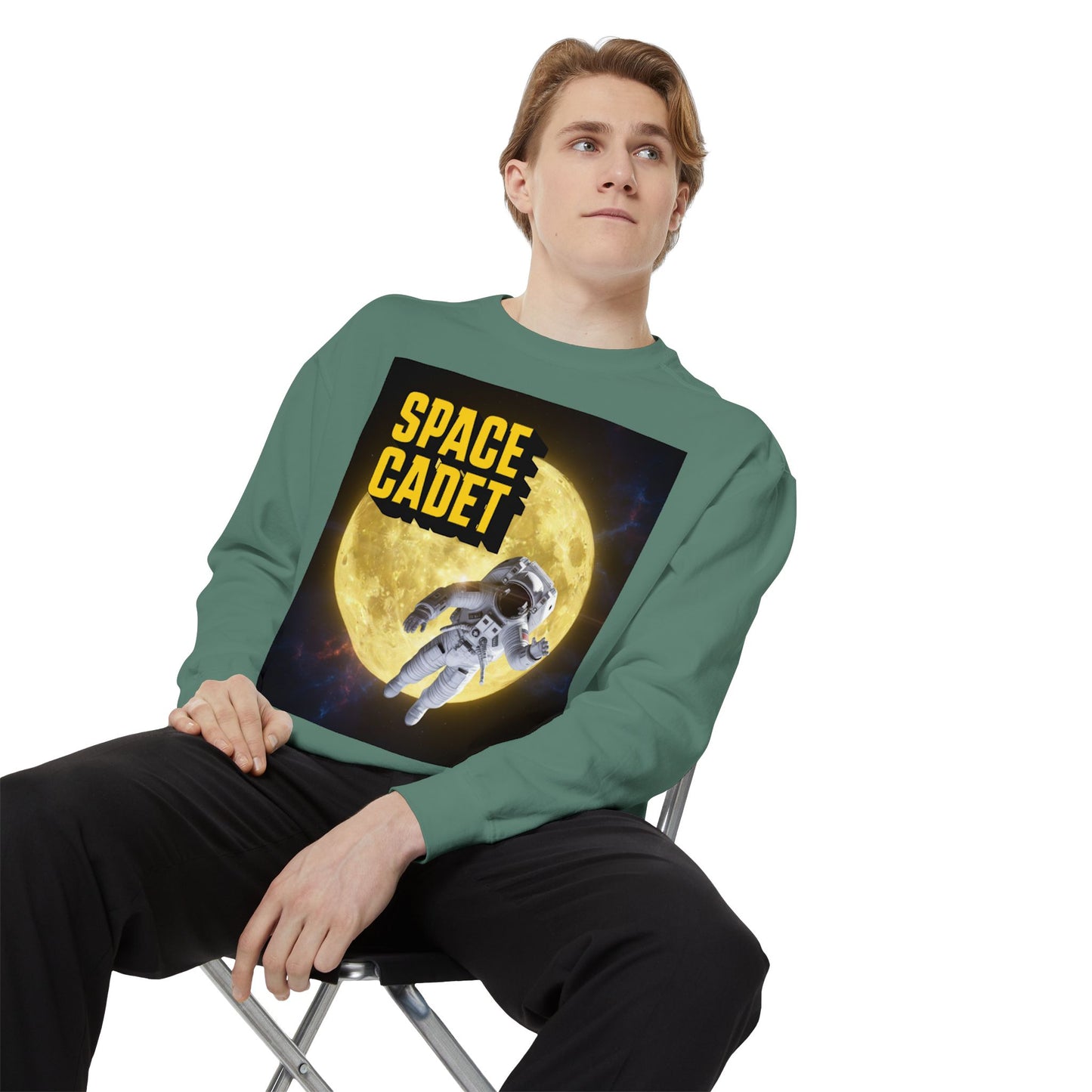 space cadet sweatshirt astronaut moon | chill society space crewneck | unisex graphic sweatshirt | moon graphic streetwear pullover | astronaut streetwear sweatshirt