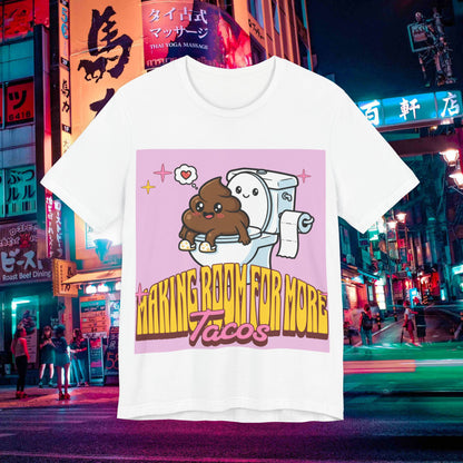 Making Room For More Tacos T‑Shirt — Cute Toilet & Taco Cartoon Tee