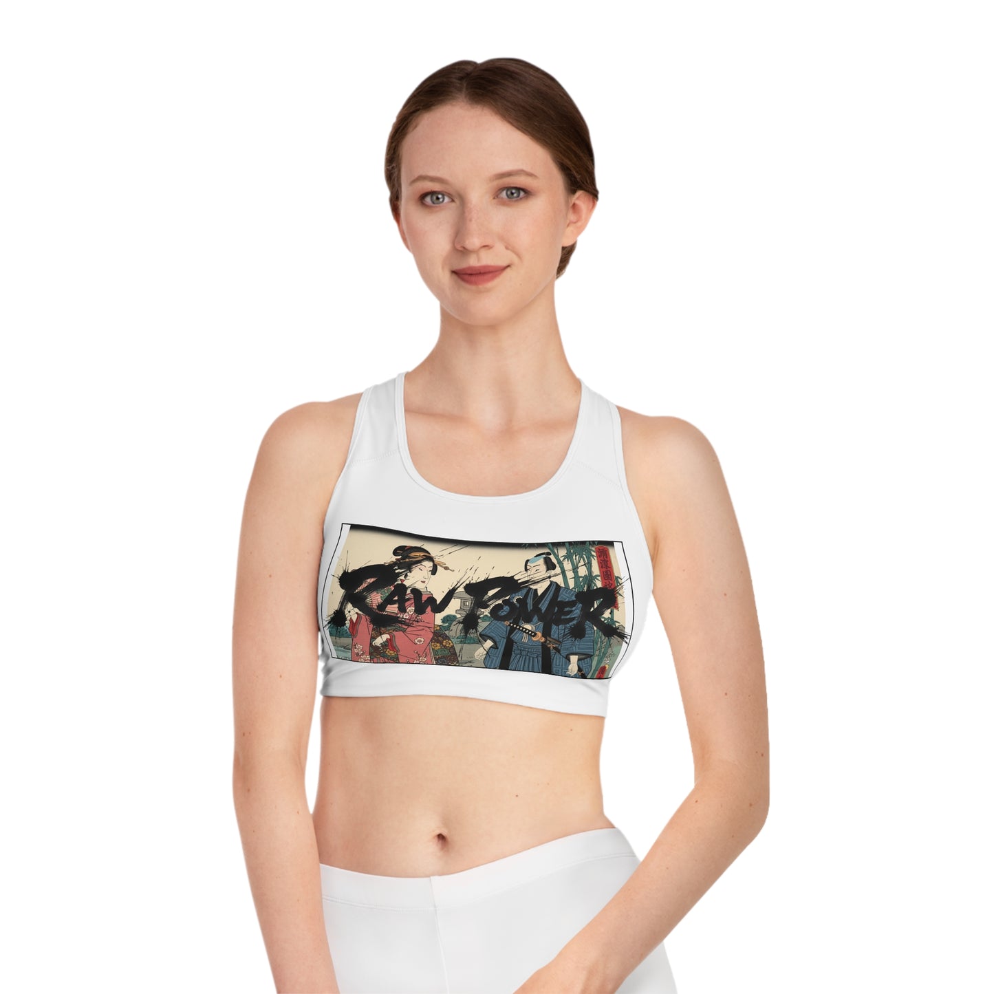 i heart sushi sports bra | chill society sushi activewear | unique artwork sports bra | unisex graphic workout bra | fun sushi fitness top