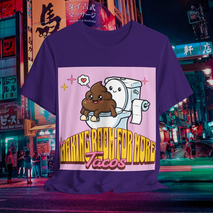 Making Room For More Tacos T‑Shirt — Cute Toilet & Taco Cartoon Tee