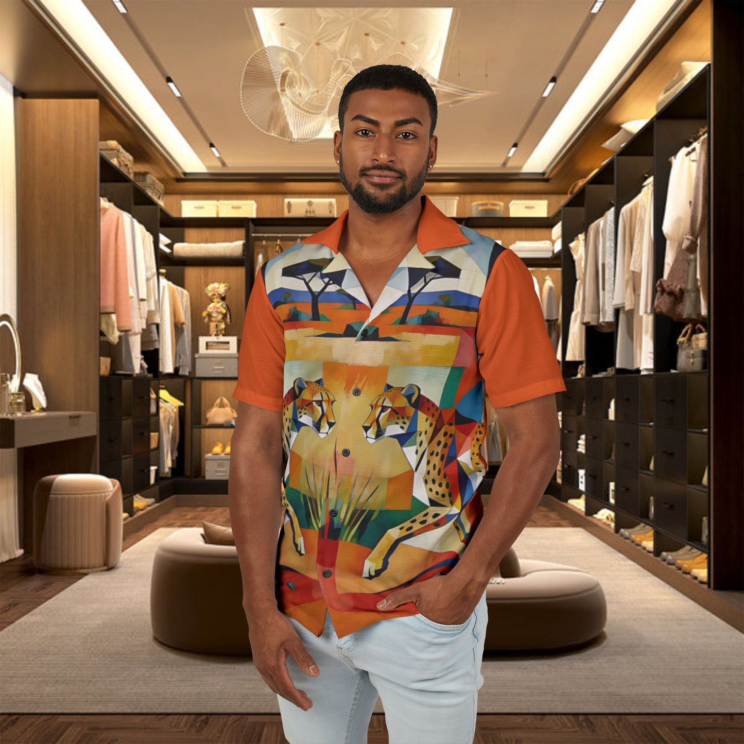 tropical safari hawaiian camp shirt