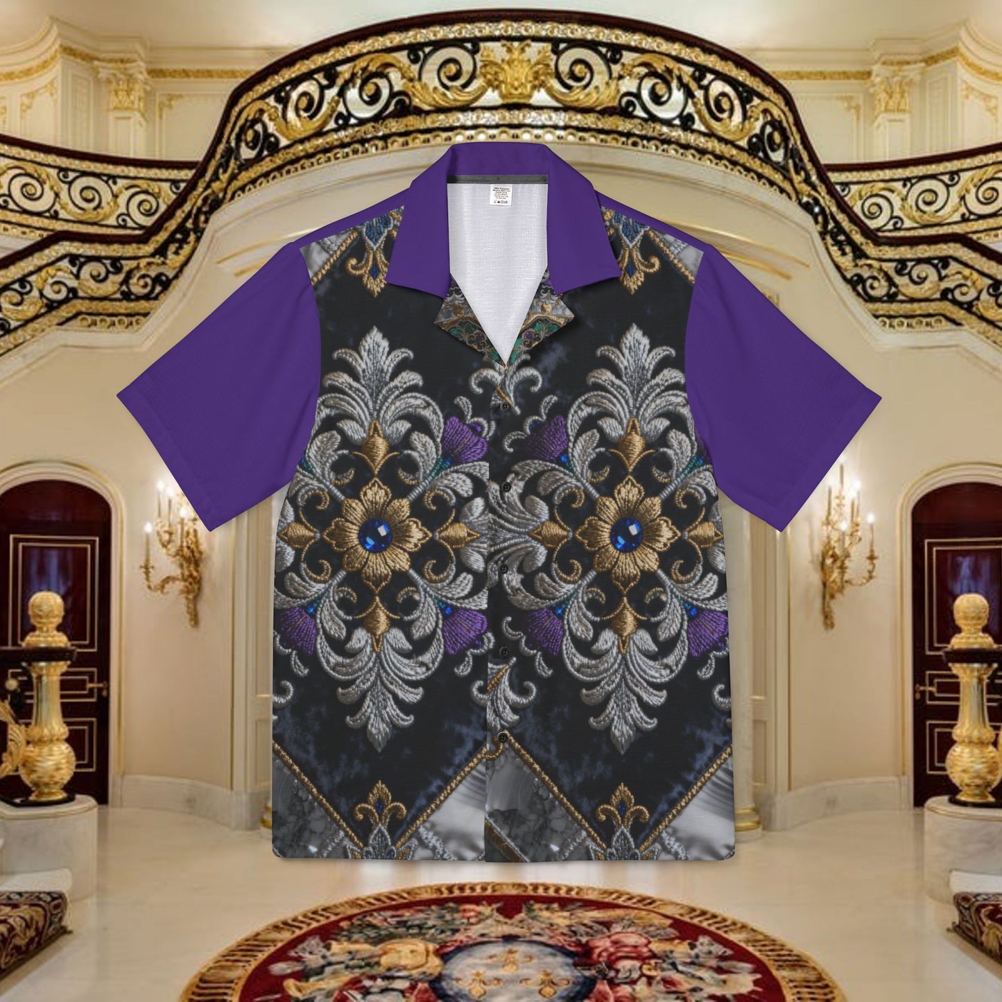 "black gold"hawaiian camp shirt —purple