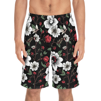 Floral Black & Red Men's Board Shorts