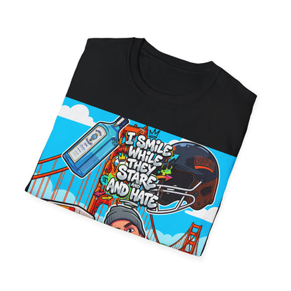 Graphic Tee — 'I Smile While They Stare and Hate' Tattooed Rider