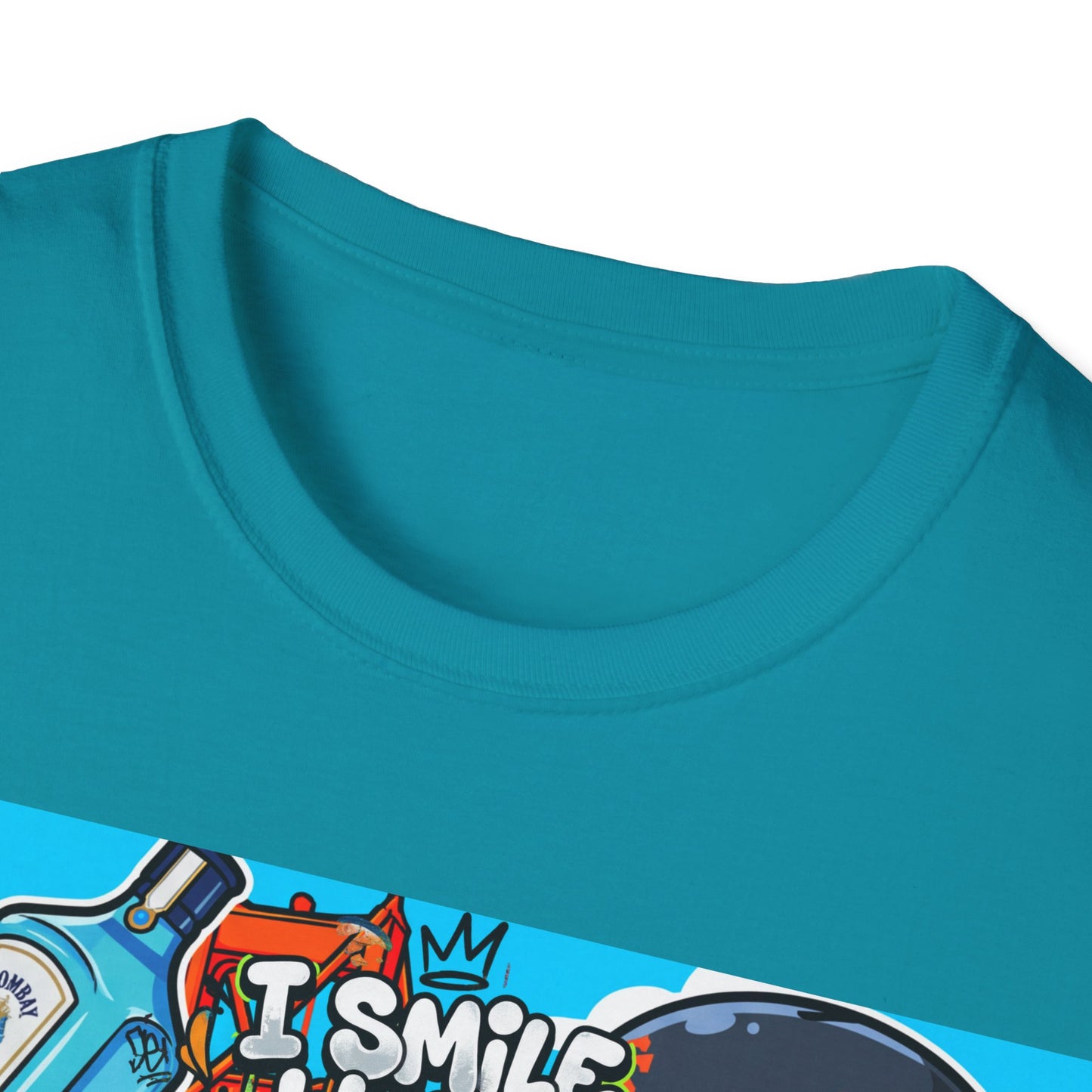 graphic tee — 'i smile while they stare and hate' tattooed rider