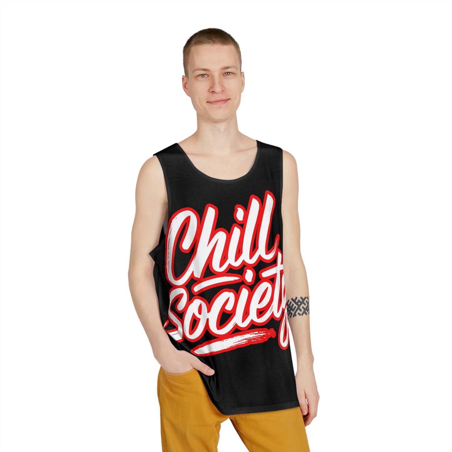 chill society red/black tank top