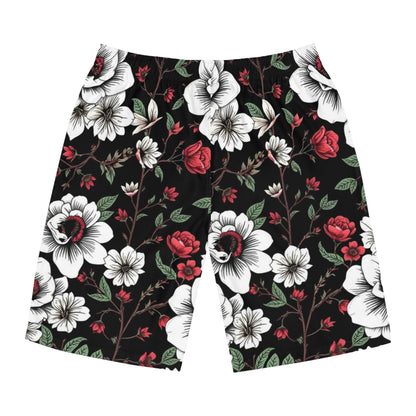 Floral Black & Red Men's Board Shorts