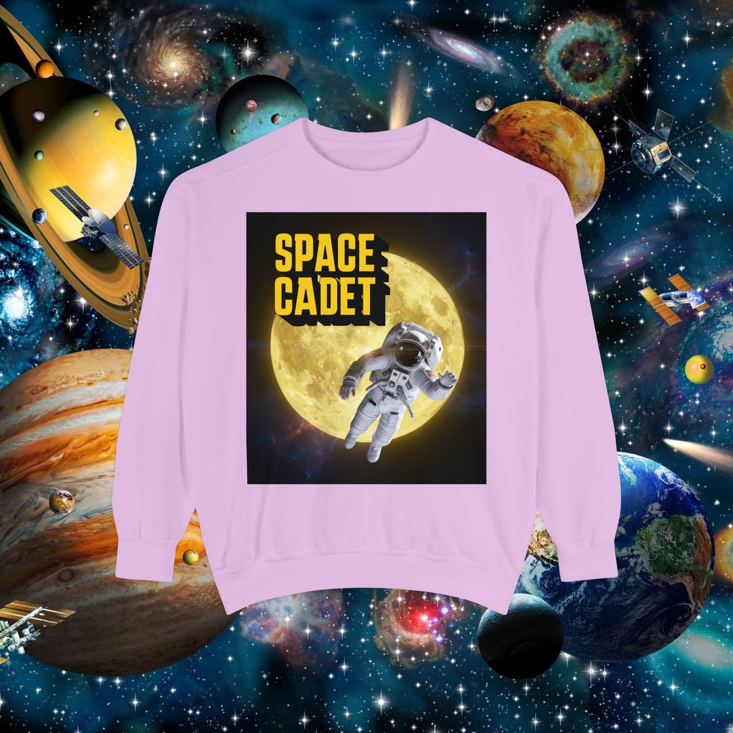 space cadet sweatshirt astronaut moon | chill society space crewneck | unisex graphic sweatshirt | moon graphic streetwear pullover | astronaut streetwear sweatshirt