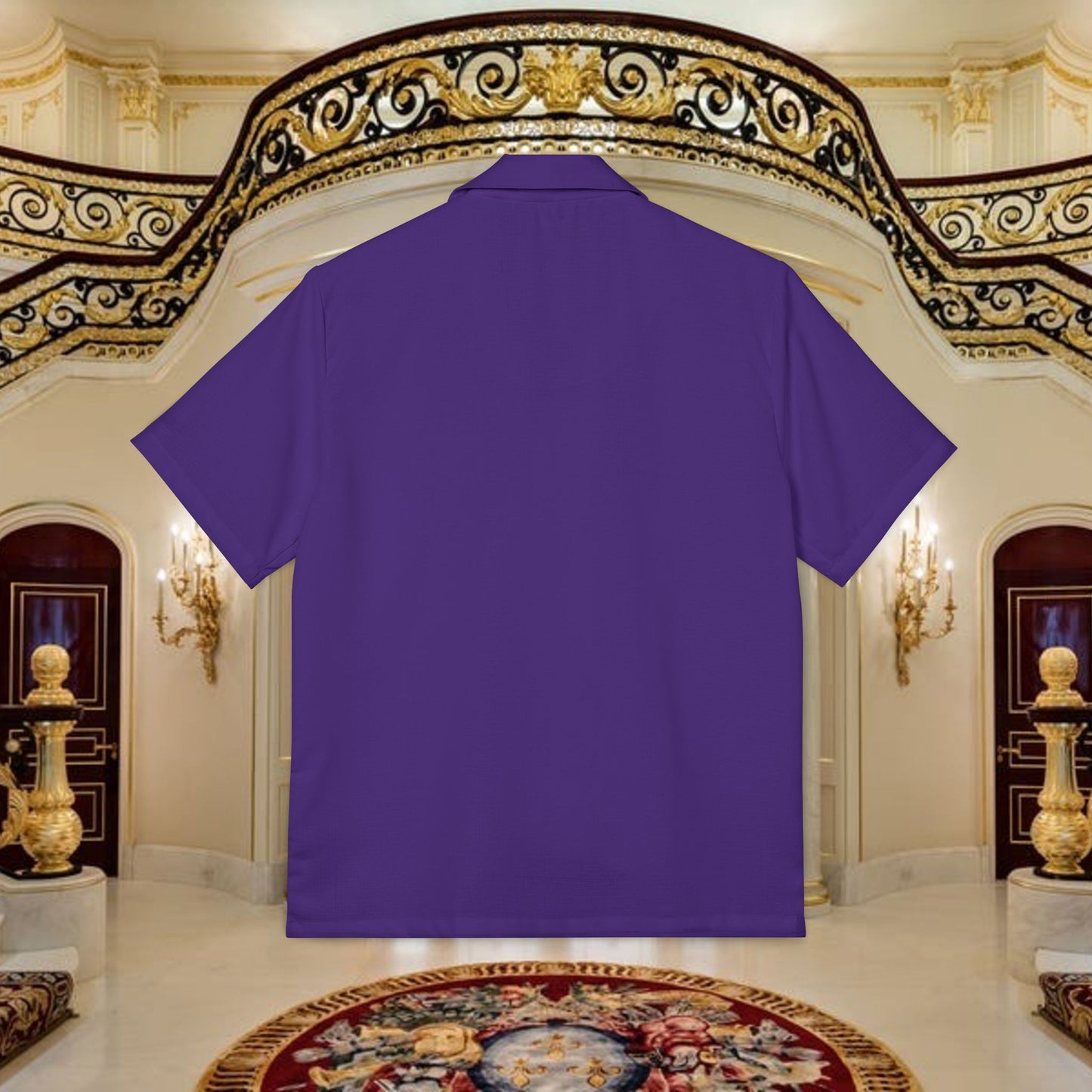 "black gold"hawaiian camp shirt —purple