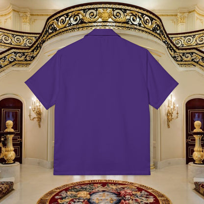 "Black Gold"Hawaiian Camp Shirt —Purple