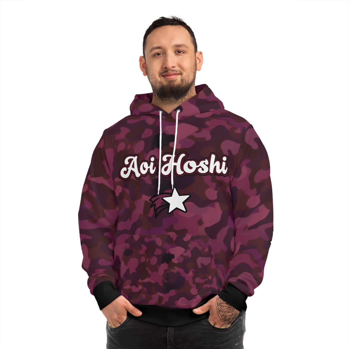 maroon camo "aoi hoshi" oni hoodie