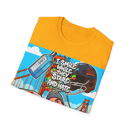 Graphic Tee — 'I Smile While They Stare and Hate' Tattooed Rider