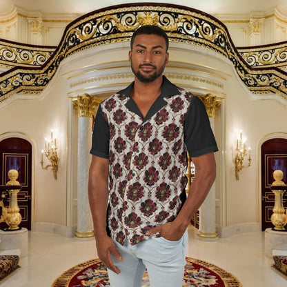 "Burgundy Medallion" Hawaiian Camp Shirt