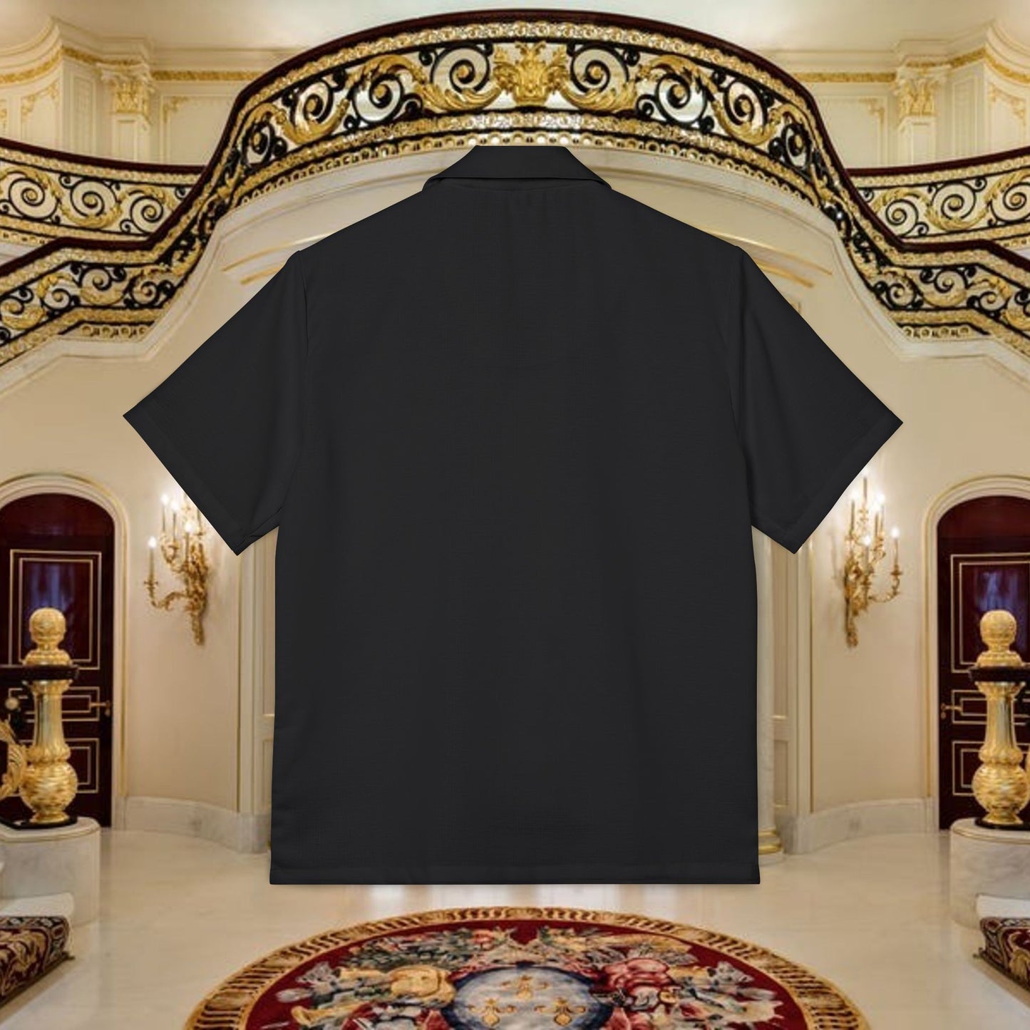 "black gold"hawaiian camp shirt