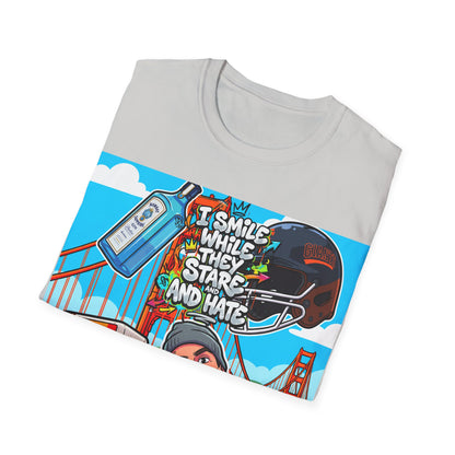 Graphic Tee — 'I Smile While They Stare and Hate' Tattooed Rider