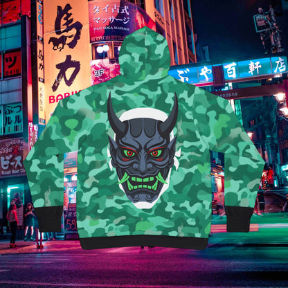 Teal Green Camo "Aoi Hoshi" Oni Hoodie