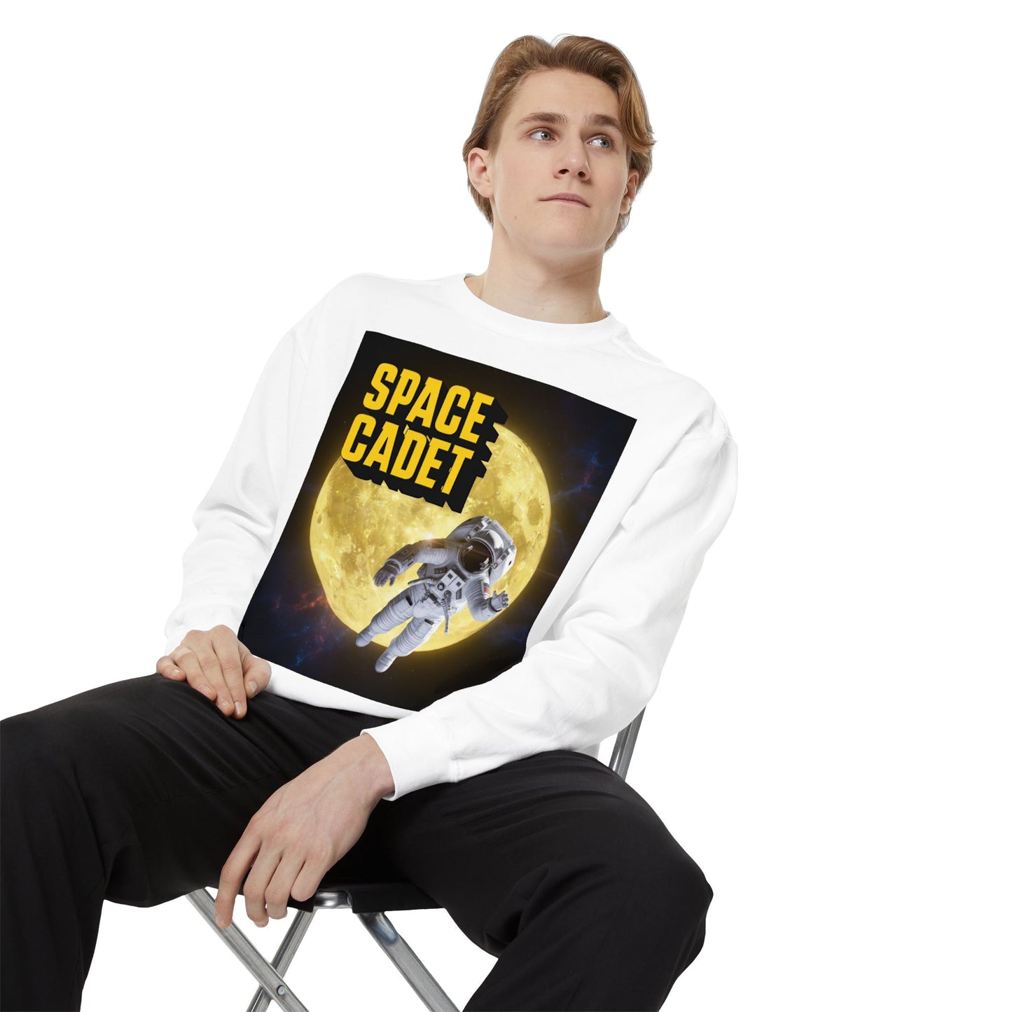 space cadet sweatshirt astronaut moon | chill society space crewneck | unisex graphic sweatshirt | moon graphic streetwear pullover | astronaut streetwear sweatshirt