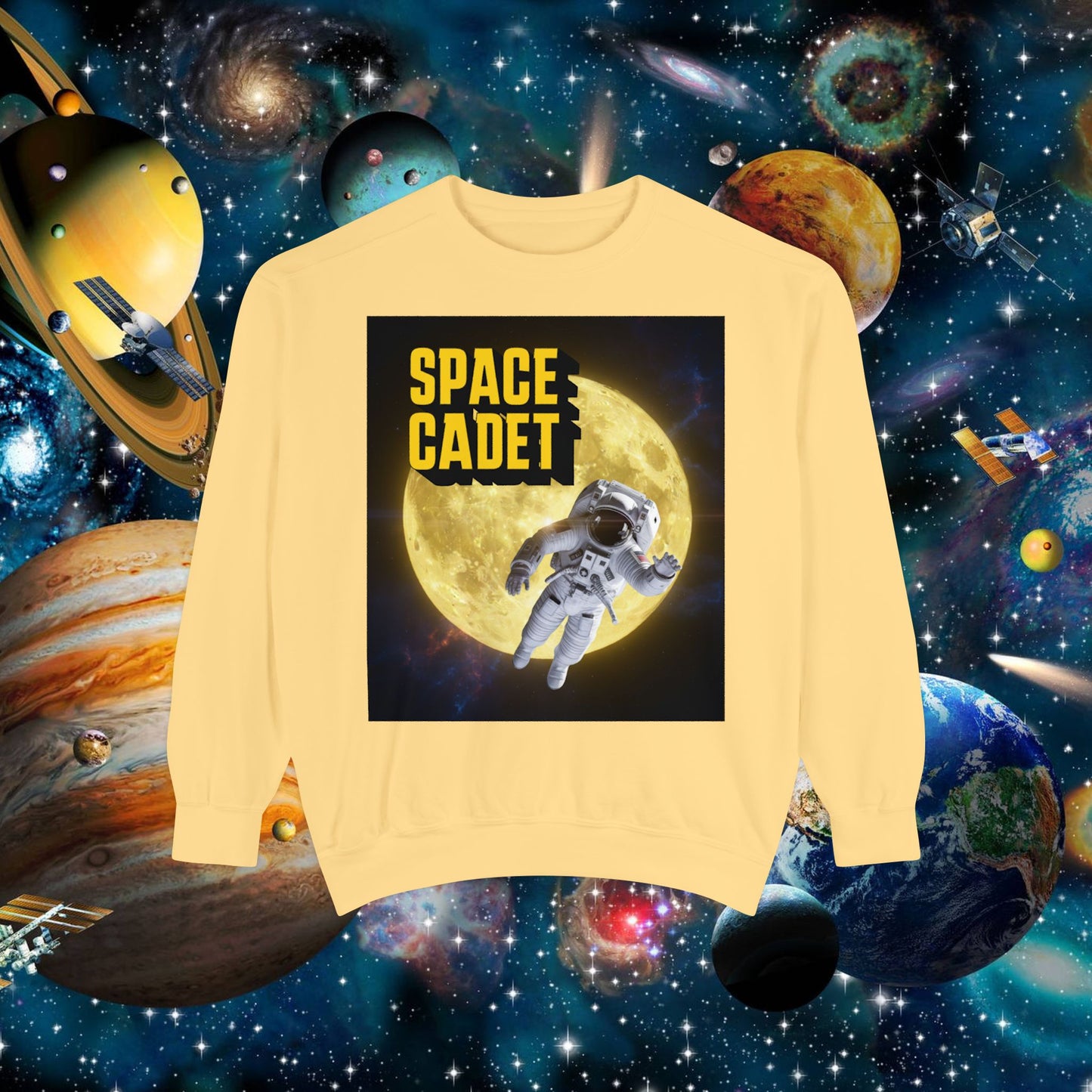 space cadet sweatshirt astronaut moon | chill society space crewneck | unisex graphic sweatshirt | moon graphic streetwear pullover | astronaut streetwear sweatshirt