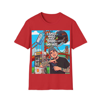 Graphic Tee — 'I Smile While They Stare and Hate' Tattooed Rider