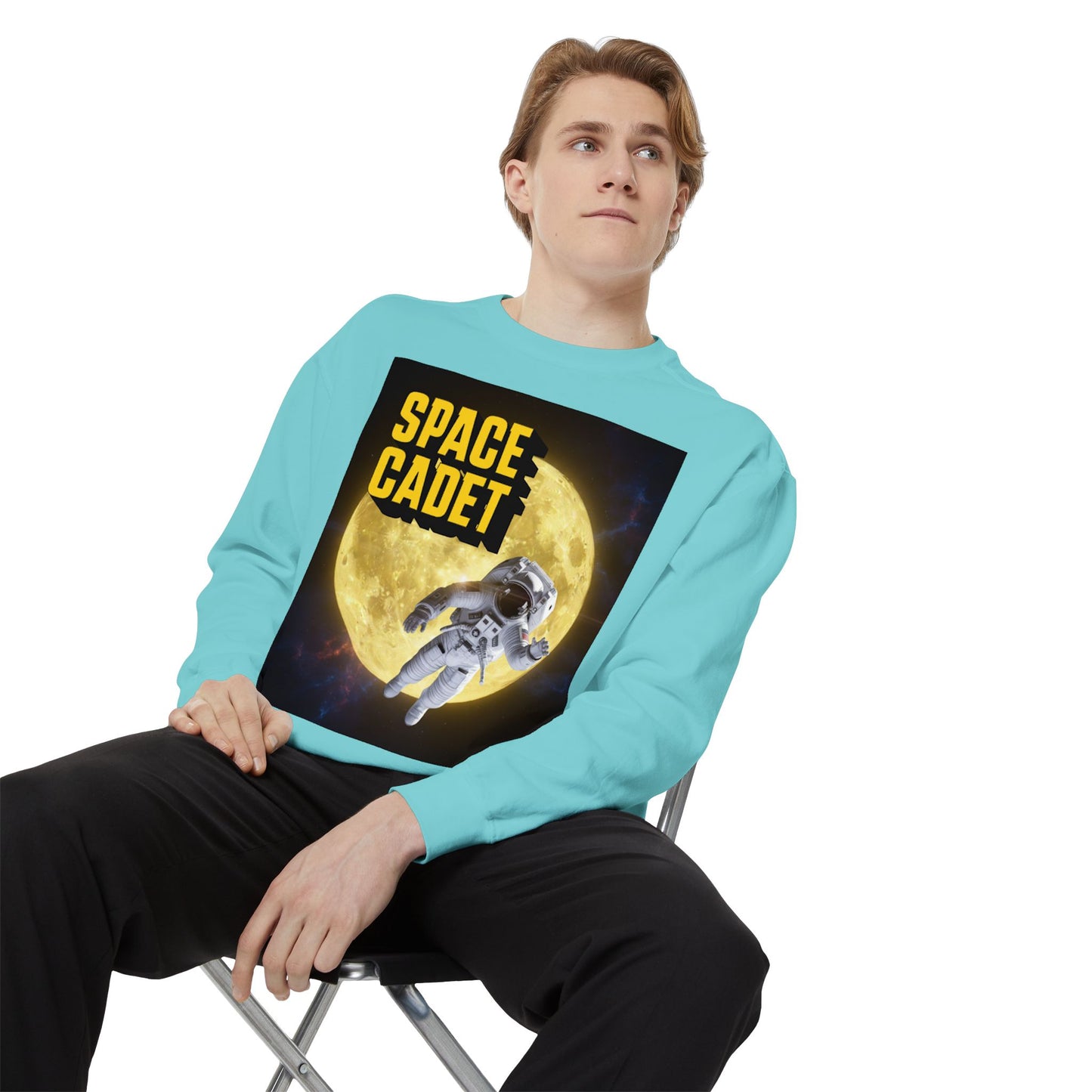 space cadet sweatshirt astronaut moon | chill society space crewneck | unisex graphic sweatshirt | moon graphic streetwear pullover | astronaut streetwear sweatshirt