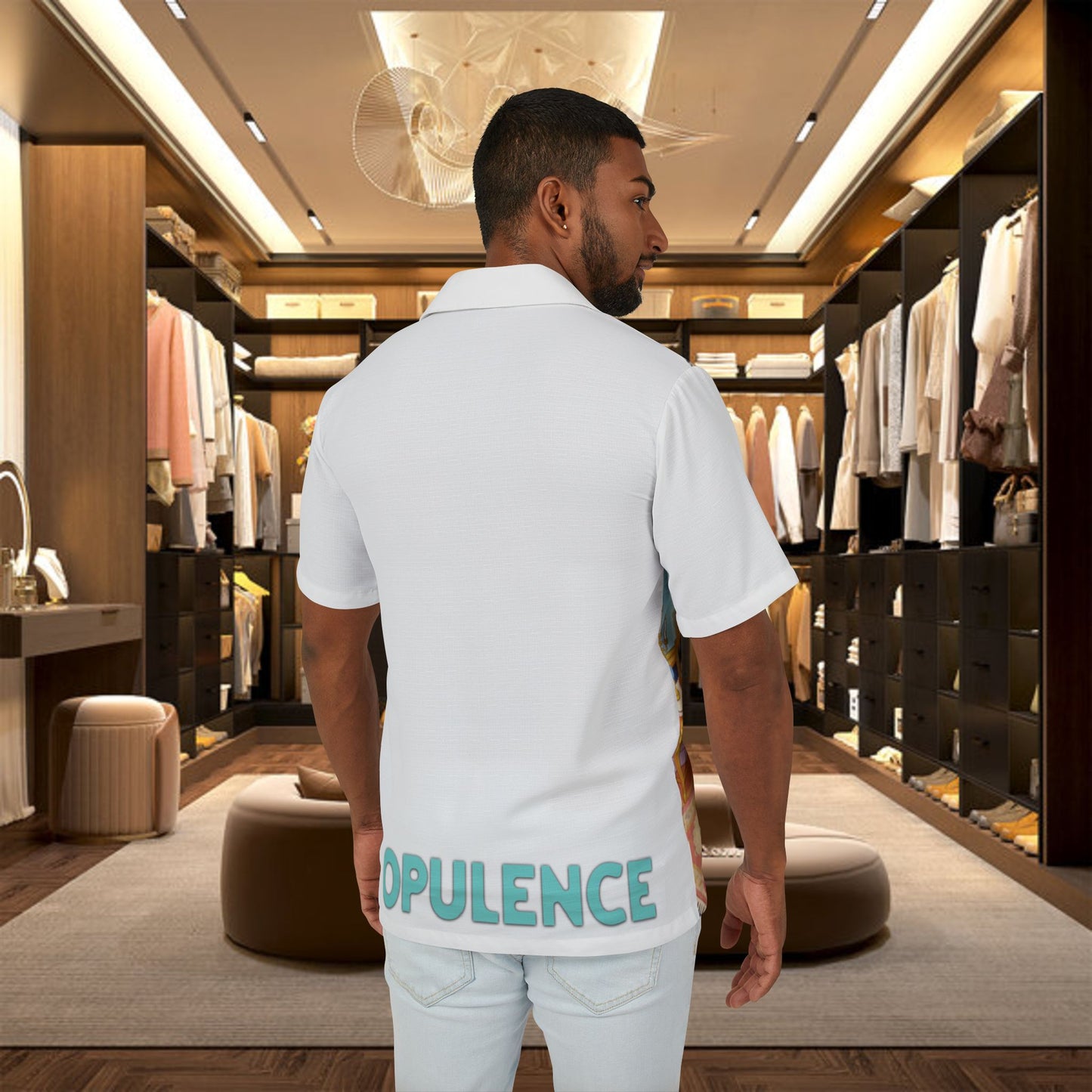 "opulence" hawaiian camp shirt