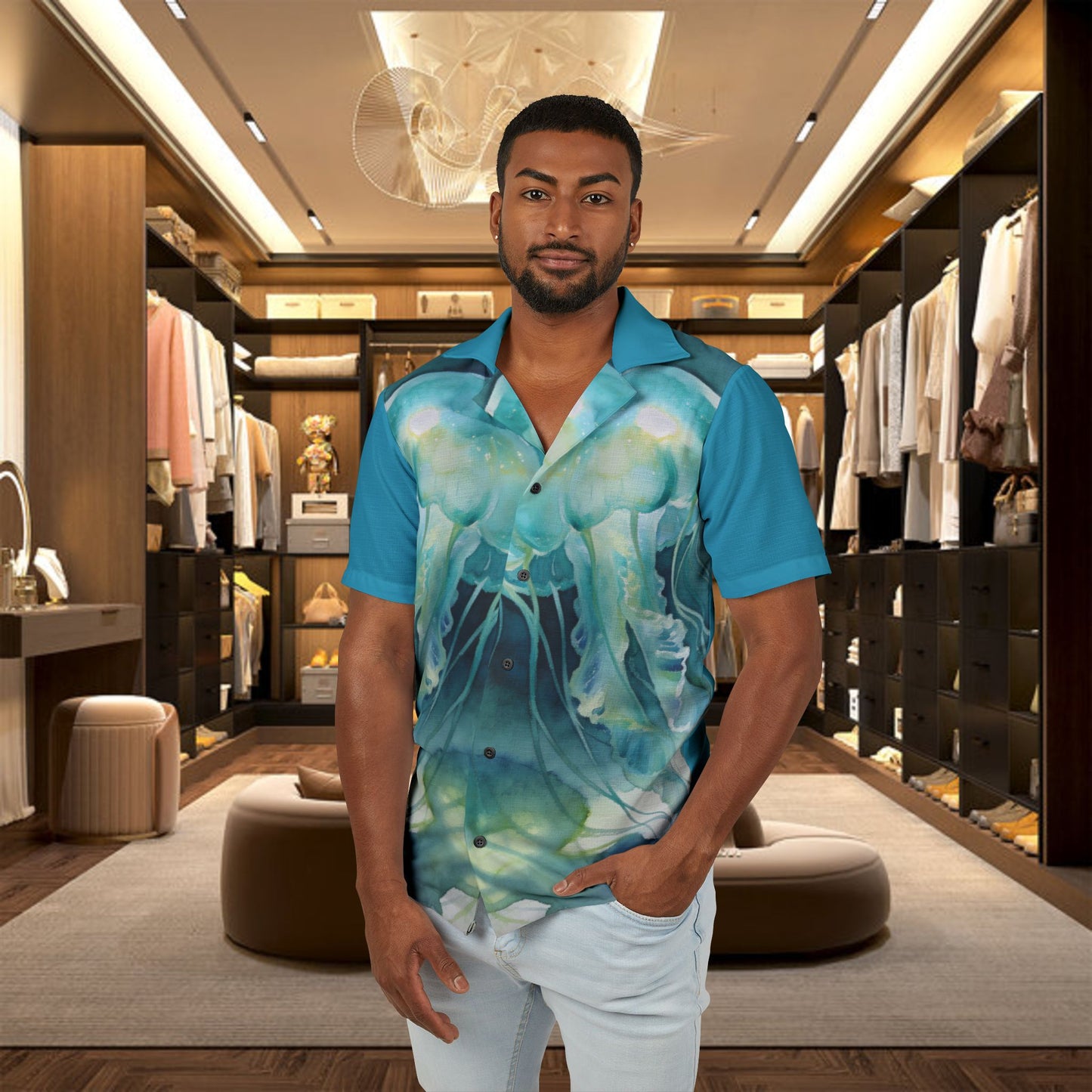 jellyfish hawaiian camp shirt