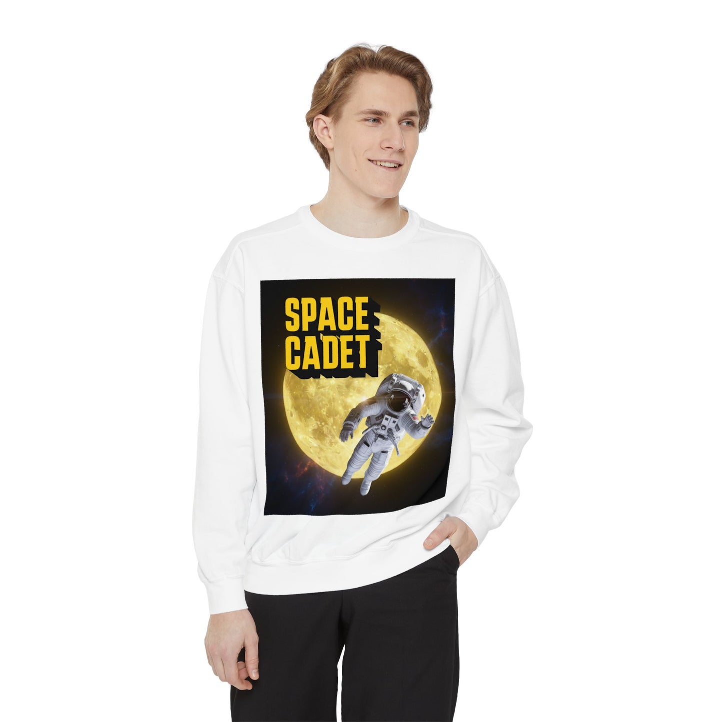 space cadet sweatshirt astronaut moon | chill society space crewneck | unisex graphic sweatshirt | moon graphic streetwear pullover | astronaut streetwear sweatshirt