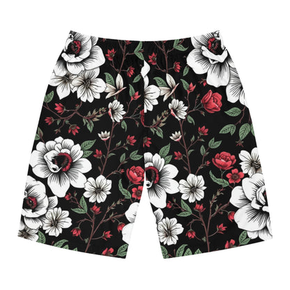 Floral Black & Red Men's Board Shorts