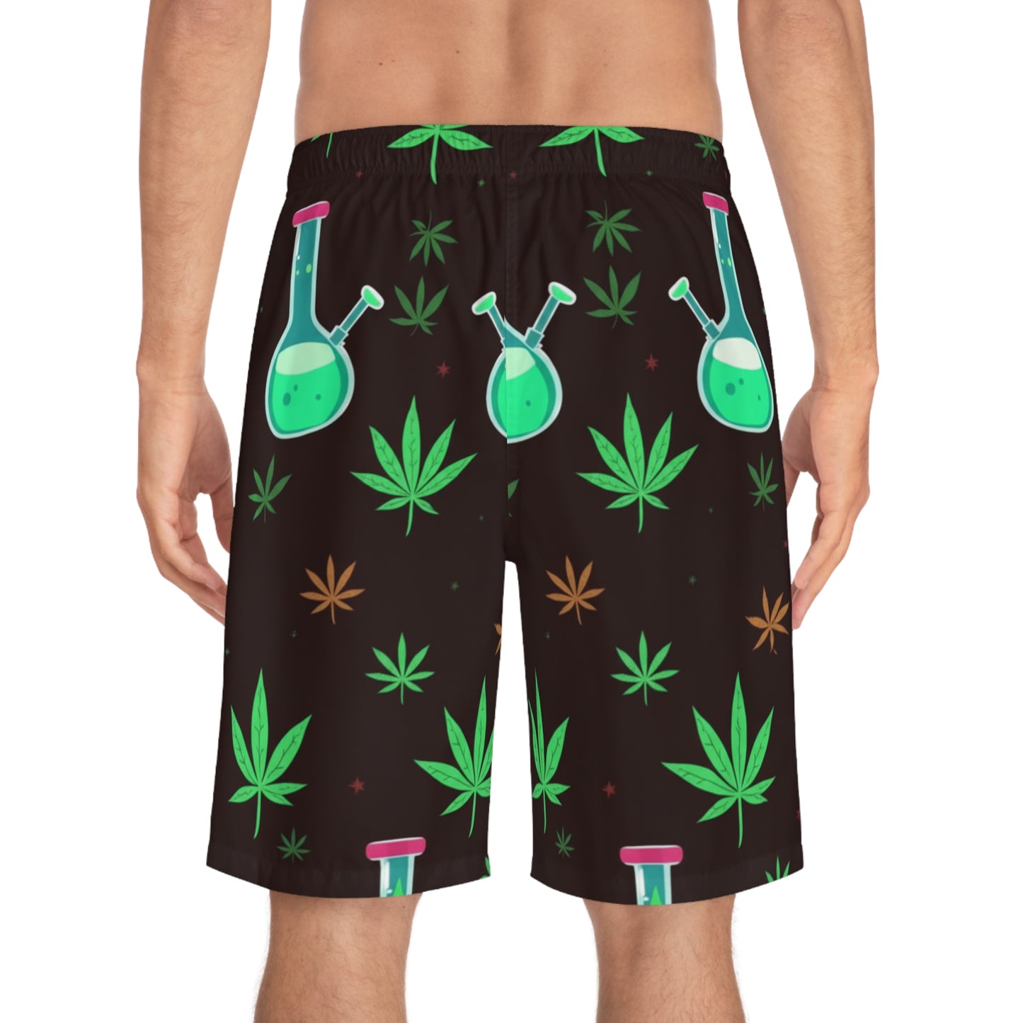 cannabis bong pattern board shorts