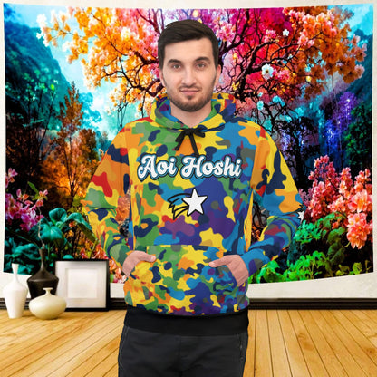 Colorful Camo"Aoi Hoshi" Oni Hoodie