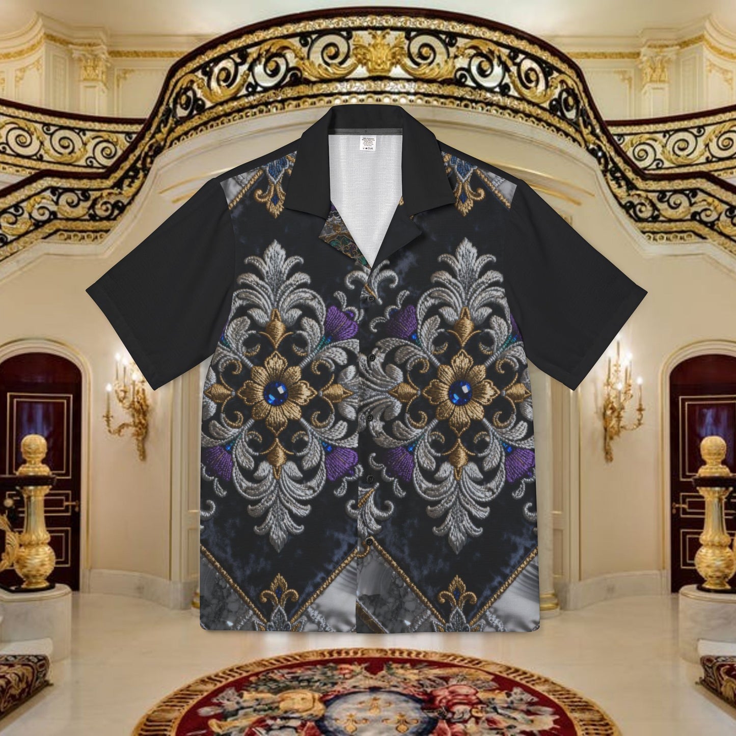 "black gold"hawaiian camp shirt