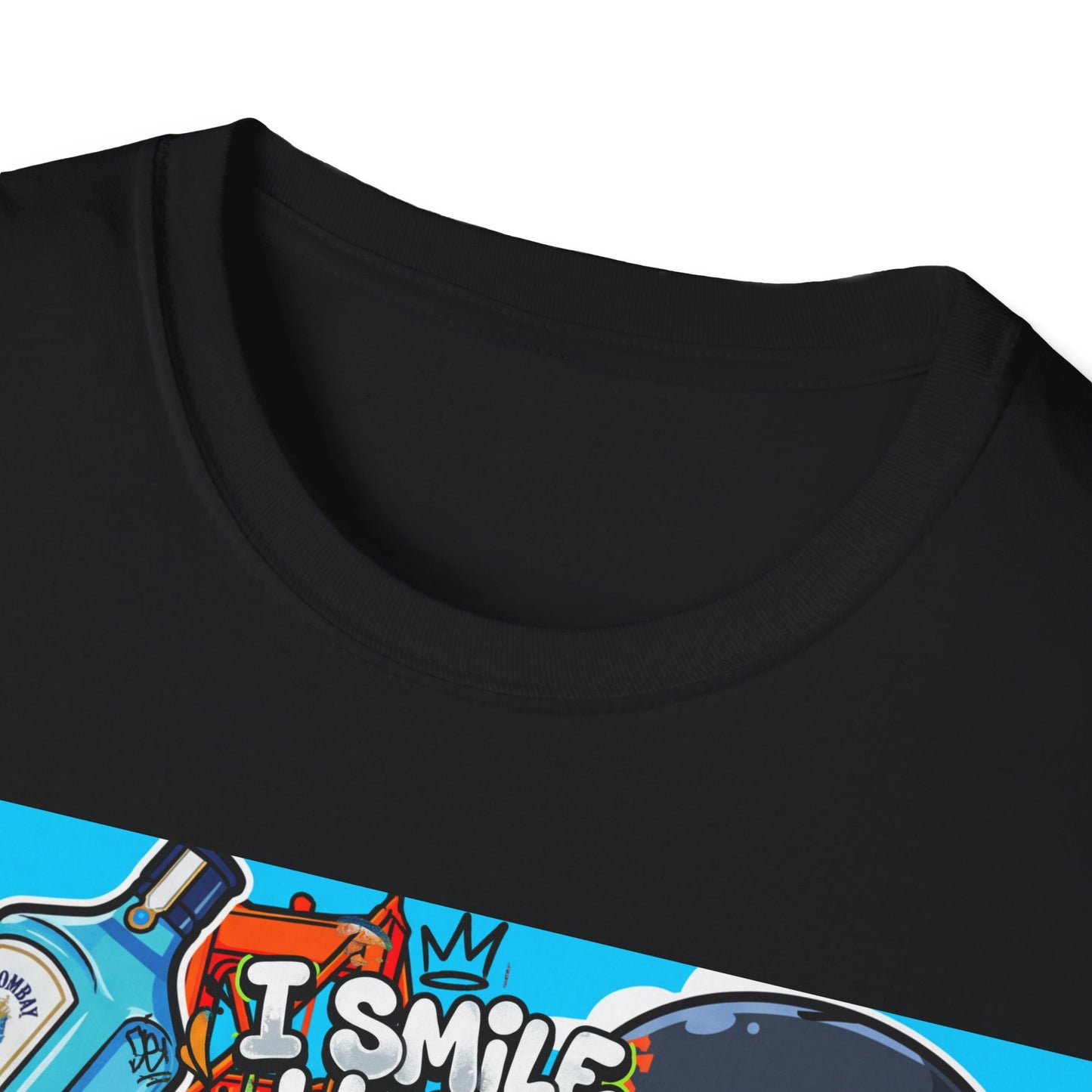 graphic tee — 'i smile while they stare and hate' tattooed rider