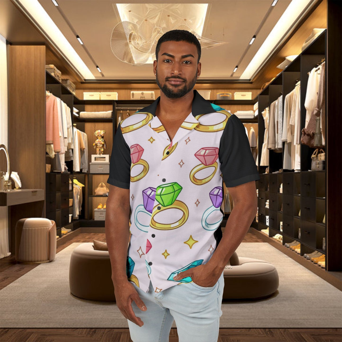 "luxury" hawaiian camp shirt