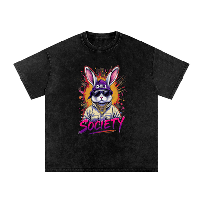 Snow Washed Oversized Cotton T-Shirt