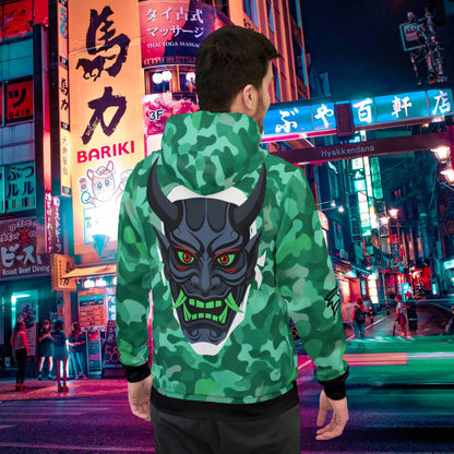 Teal Green Camo "Aoi Hoshi" Oni Hoodie