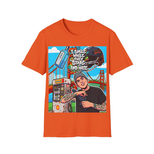 Graphic Tee — 'I Smile While They Stare and Hate' Tattooed Rider