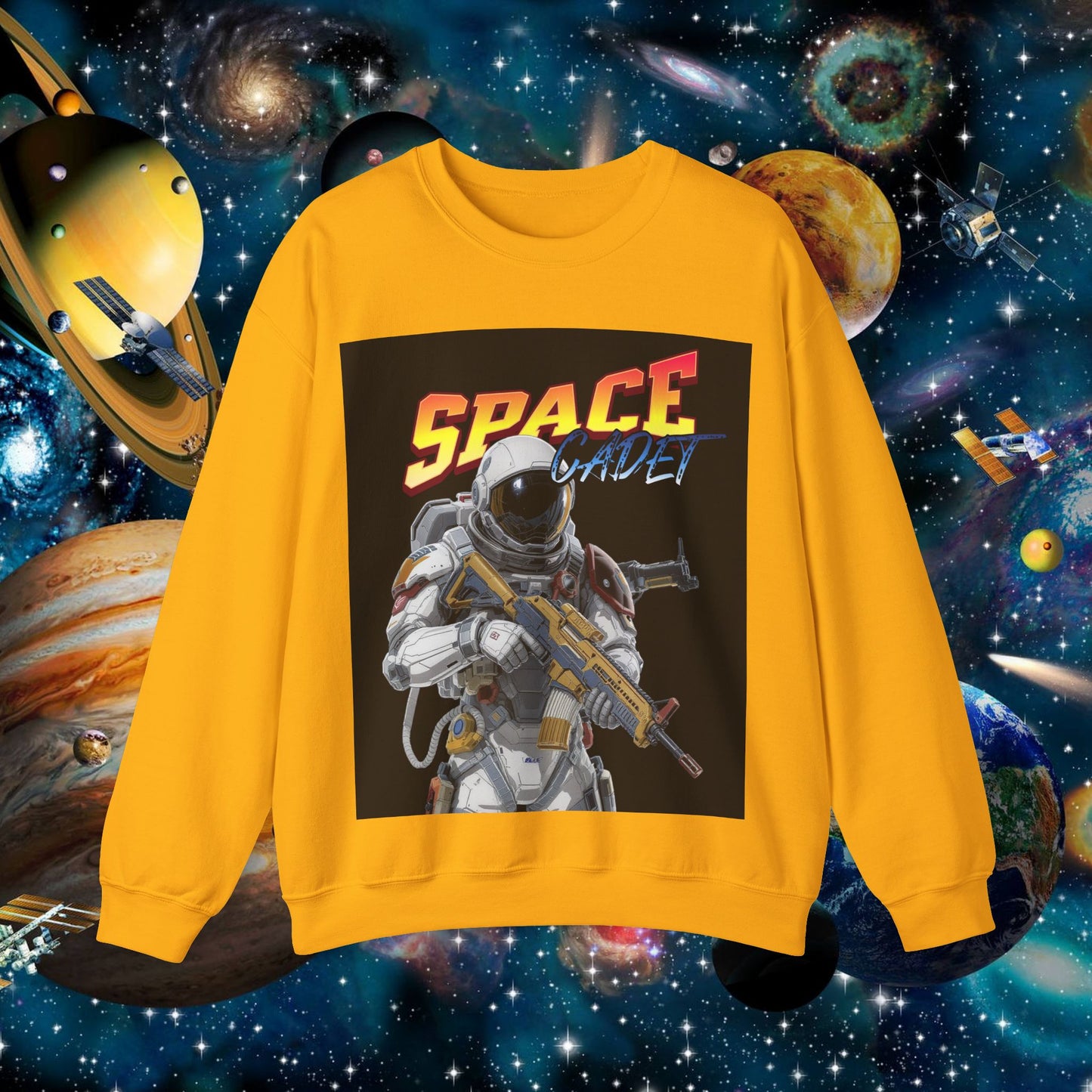 space cadet crewneck sweatshirt — retro astronaut graphic